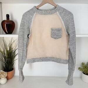 3.1 Phillip Lim Nude Sheer Silk Gray Cotton Sweatshirt Sweater Size XS